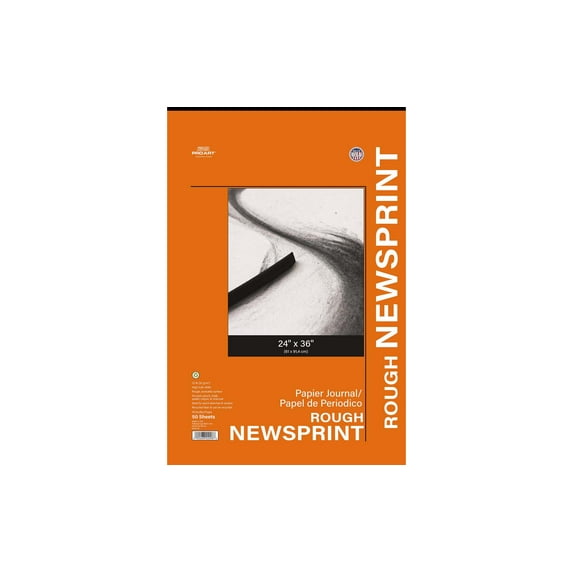 PRO ART Newsprint Paper Pad, 24-inch x 36-inch, 32lb, 50 sheets, Natural Color Newspaper Sketch & Drawing Paper, High Bulk Rough Finish