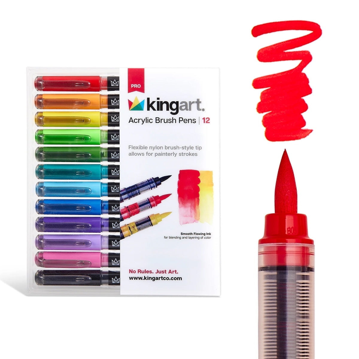 KINGART Paint Brush Pens, Assorted Colors, 12 Count