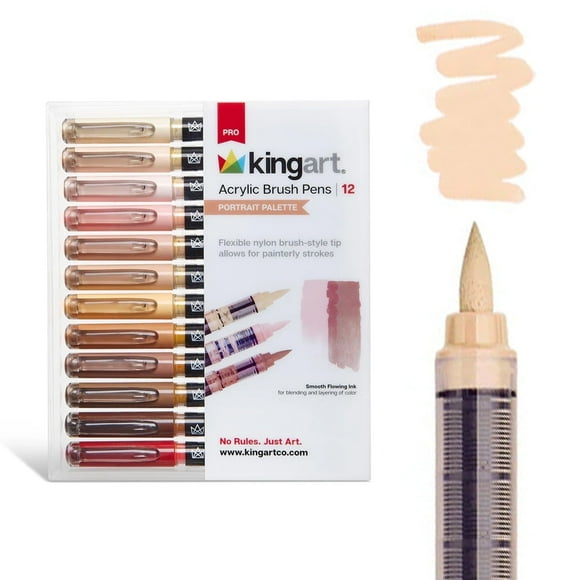 KINGART PRO Acrylic Paint Brush Pens 12 Portrait Colors