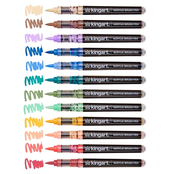 KINGART PRO Acrylic Paint Brush Pens 12 Vintage Colors