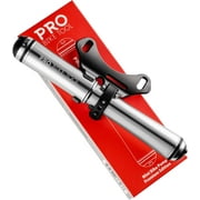 PRO BIKE TOOL Mini Bike Pump Premium Edition Fits Presta & Schrader (Silver)