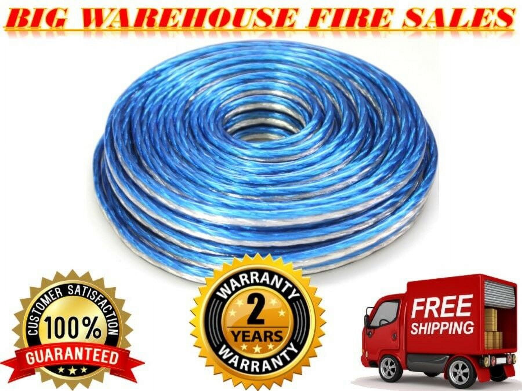 PRO Blue/Silver 100 Ft True 14 Gauge Marine Car, Home Audio Speaker Wire Cable
