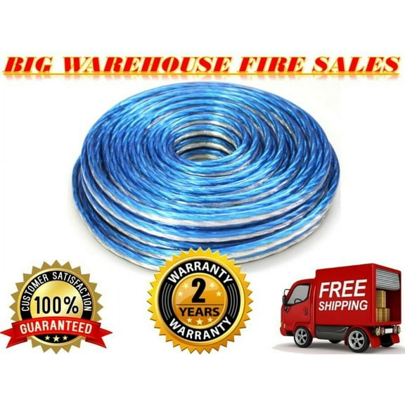 PRO Blue/Silver 100 Ft True 14 Gauge Marine Car, Home Audio Speaker Wire Cable
