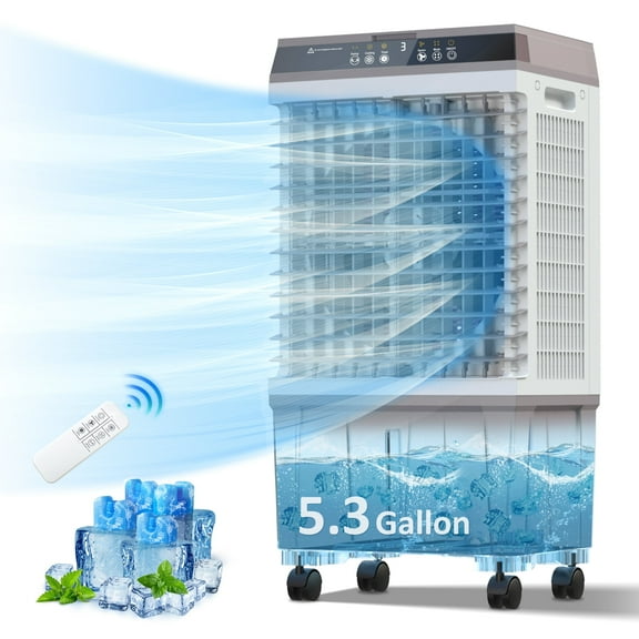 PRO CHOICE 1,800 CFM Evaporative Air Cooler, Swamp Cooler w/5.2 gal Water Tank for Home, Office, Outdoor