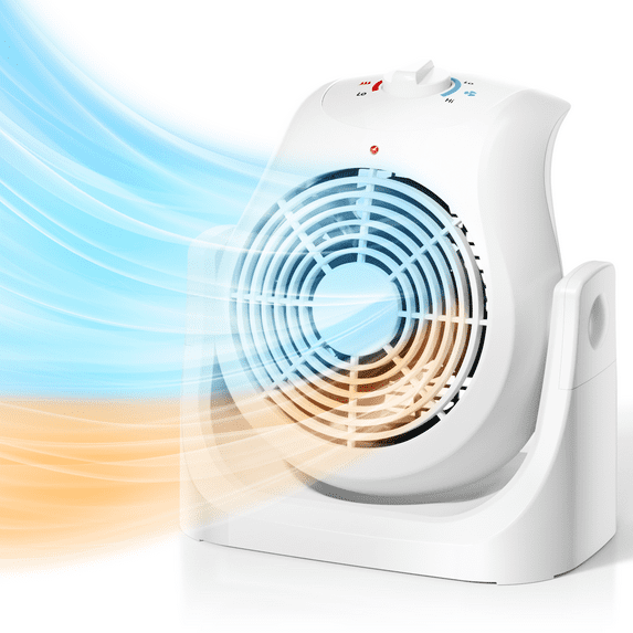 PRO CHOICE Fan and Heater Combo 2 in 1 Personal Personal Electric Table Fan for Bedroom 1500W, White