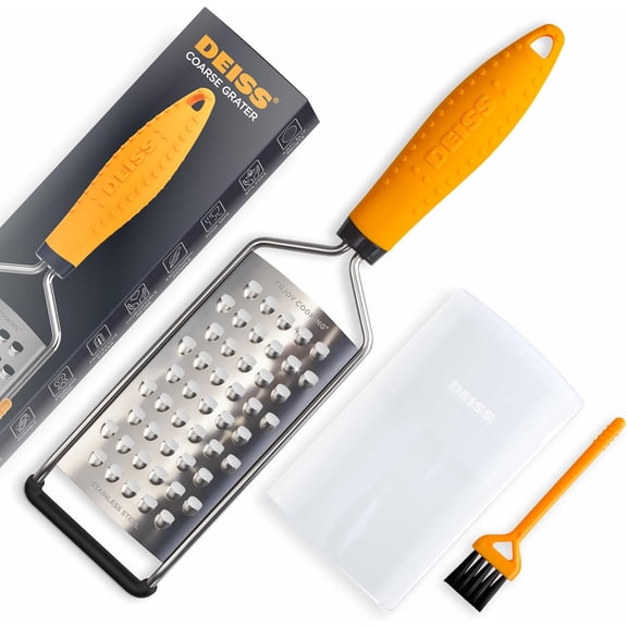 PRO Coarse Grater & Hand Held Cheese Grater - Sharp Stainless Steel Blades, Non-Slip Handle, Small Cheese Grater for Kitchen, Shredder, Dishwasher Safe