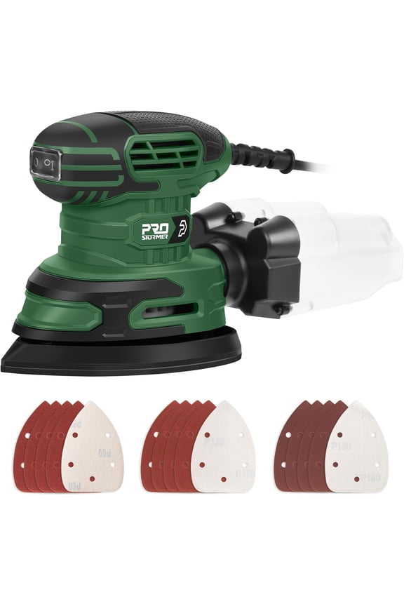 Detail Sanding Machine, 1.6A Electric Handheld Sanding Machine with Dust Collector, 13000 RPM with 15 Sandpapers, Suitable for Sanding, Polishing, and Paint Removal in Small Spaces of Home Decora