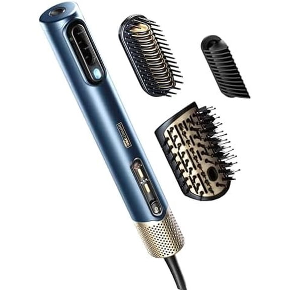 PRO  DigitalAIRE Hair Dryer Drying Wand, Straightener and Styler, Ionic -in-One Digital  Blow Dryer, Includes 3 High-Performance Attachments, Dark Blue