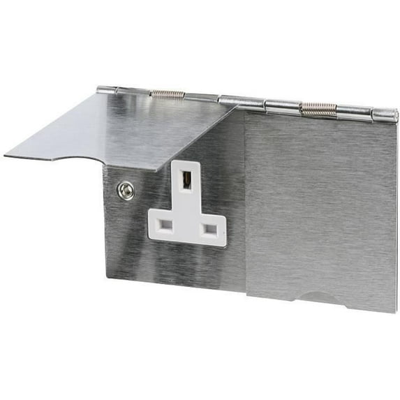 PRO ELEC - 13A Double Floor Socket, Stainless Steel