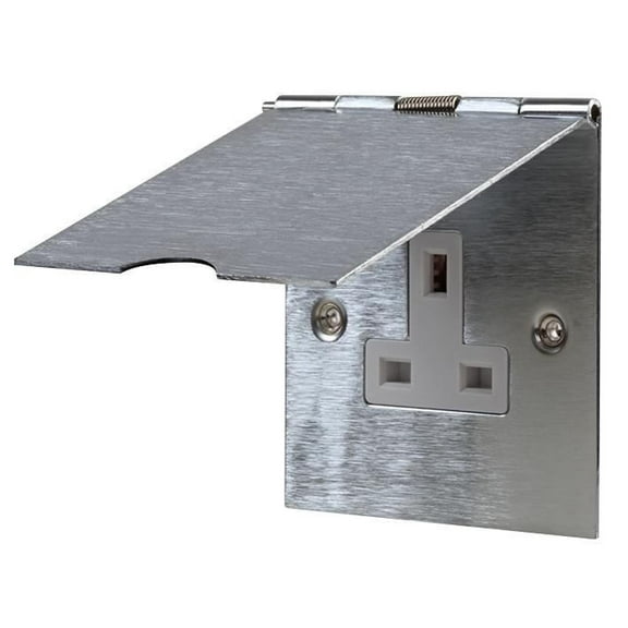 PRO ELEC - 13A Single Floor Socket, Stainless Steel