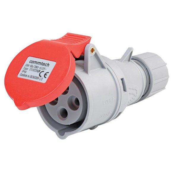 PRO ELEC - 16A, 400V, Cable Mount CEE Socket, 3P+E, Black, IP44