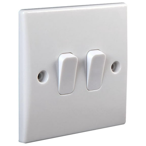 PRO ELEC - 2 Gang, 2 Way Rounded Edge Wall Switch, 10AX, 250V