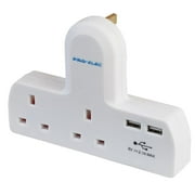 PRO ELEC - 2 Way Multi-Plug Adaptor with Dual USB Ports