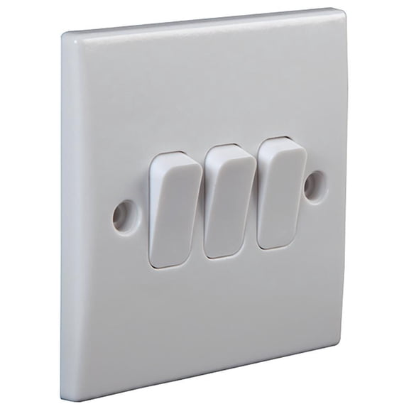 PRO ELEC - 3 Gang, 2 Way Rounded Edge Wall Switch, 10AX, 250V