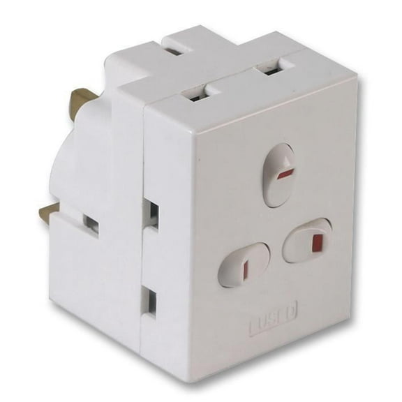 PRO ELEC - 3 Way Plug Adaptor, 13A