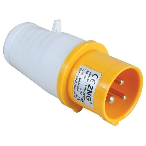 PRO ELEC - 32A, 110V, Cable Mount CEE Plug, 2P+E, Yellow, IP44