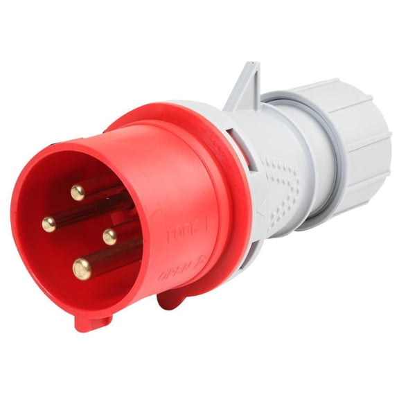 PRO ELEC - 32A, 400V, Cable Mount CEE Plug, 3P+E, Red, IP44