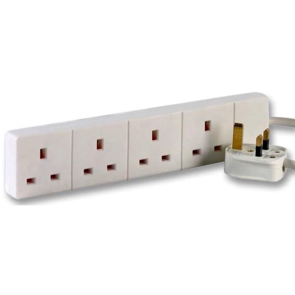 PRO ELEC - 4 Gang Extension Lead, White 5m