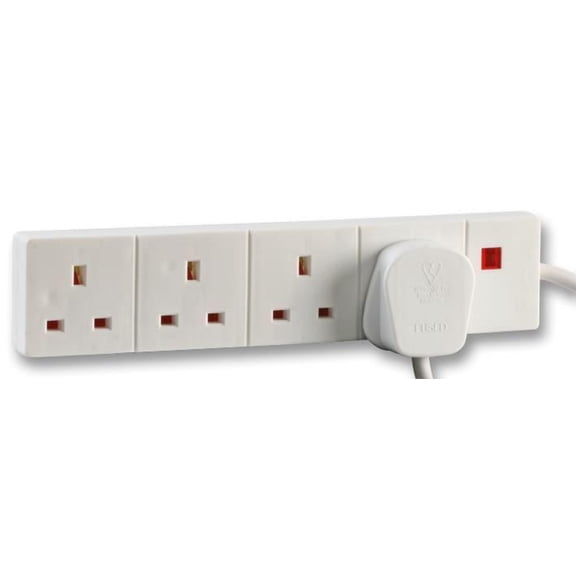 PRO ELEC - 4 Gang Extension Lead with Neon, White 5m