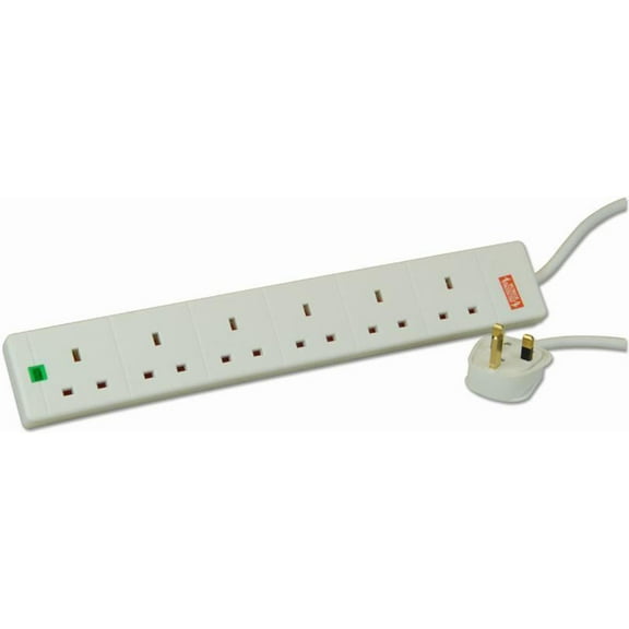 PRO ELEC - 6-Gang Surge Protected Extension, 1m Lead