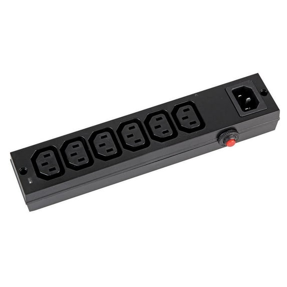 PRO ELEC - 6 Way IEC Distribution Block with Overload Switch