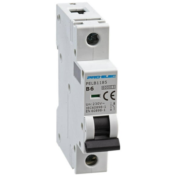 PRO ELEC - 6A Single Pole MCB, B Curve, 6kA