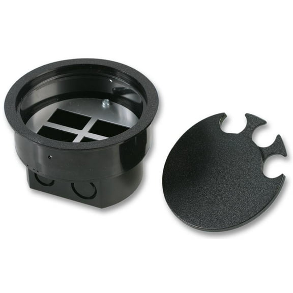 PRO ELEC - Circular Floor Box with RJ45 Plate, 125mm Black
