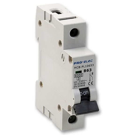 PRO ELEC - Consumer Unit MCB, Single Pole, 63A, B Curve