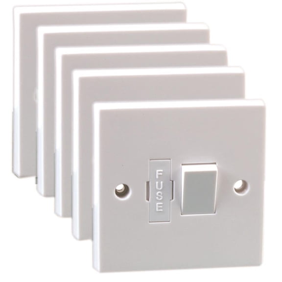 PRO ELEC - Fused Connection Units, Switched, 13A, White, Pack of 5