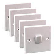 PRO ELEC - Light Switches, 1 Gang, 1 Way, 10AX, White, Pack of 5