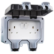 PRO ELEC - Outdoor DP Switched Socket, 2 Gang, 13A, IP66