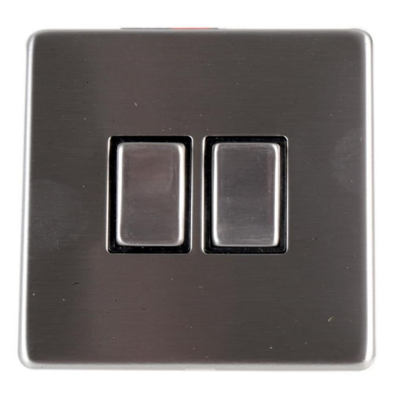 PRO ELEC - Screwless Light Switch, 2 Gang, 2 Way, 10AX, Stainless Steel