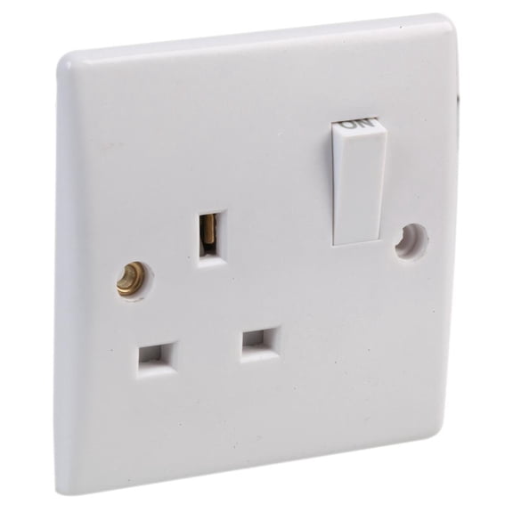 PRO ELEC - Switched 1-Gang, Double-Pole Mains Socket, Round Edge, 13A, 250V