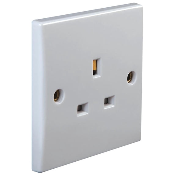 PRO ELEC - Unswitched 1-Gang Mains Socket, Round Edge, 13A, 250V