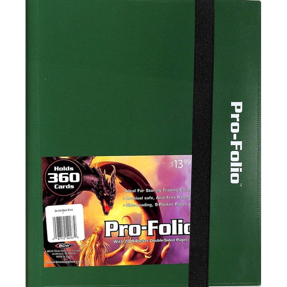 PRO-FOLIO Binder Holds 360 Cards BCW W/20 9 Pocket Pages (Green)