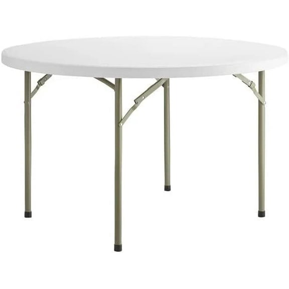 PRO&Family 48 Inches Foldable Table Round Banquet Tables 4' Folding Table Round Card Table Table Foldable 4 Feet 4 Ft Card Table Round Fold Up Table White Round Folding Table Kitchen Table