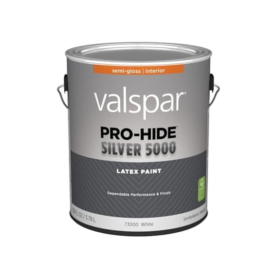 Valspar 73000 White Base Pro-Hide Silver 5000 Interior Wall Paint, Semi-Gloss, 1 Gallon