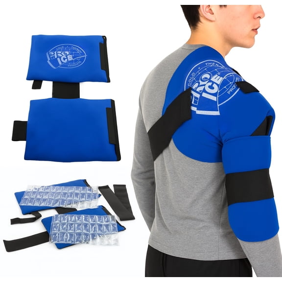PRO ICE Shoulder Elbow Ice Therapy Wrap - Excellent for Treating Rotator Cuff injuries, Elbow Joint and Muscle Inflammation - Ice packs Included