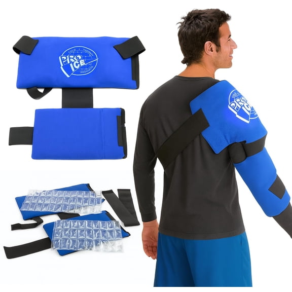 PRO ICE Shoulder Elbow Ice Therapy Wrap - Excellent for Treating Rotator Cuff injuries, Elbow Joint and Muscle Inflammation - Ice packs Included