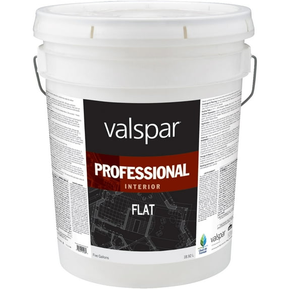 Valspar Professional Latex Flat Interior Paint - Interior, Flat Finish - 5 Gal, Medium Base