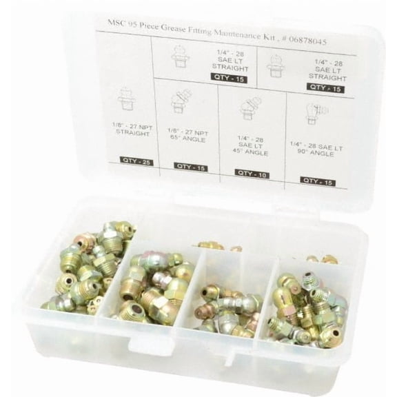 PRO-LUBE 95 Piece, Inch, Box Plastic Steel Grease Fitting Set