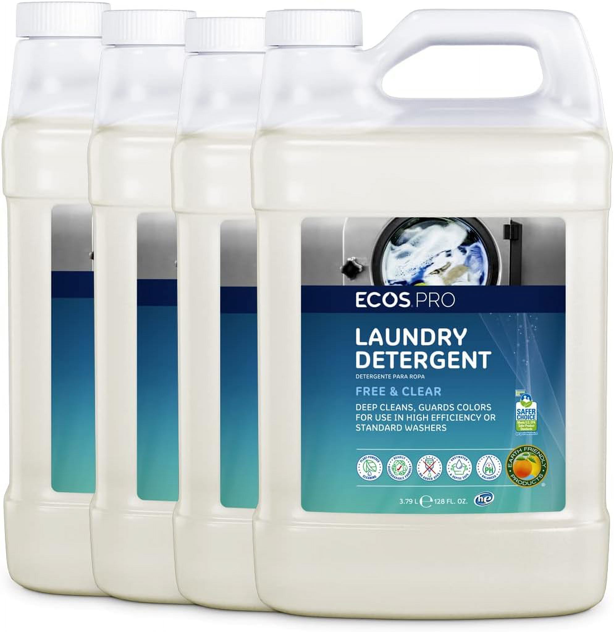 PRO Liquid Laundry and Microfiber Detergent, Free & Clear, Unscented,  Concentrated & Ideal For Commercial & Industrial Use, PL9764/04, 1 gallon