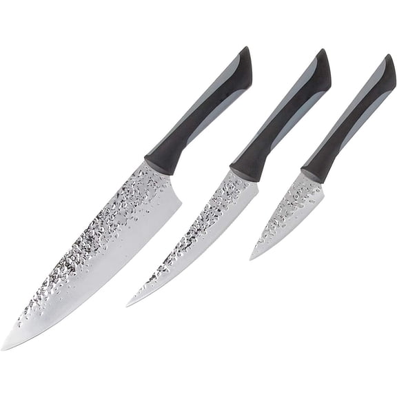 PRO Luna 3 Piece Starter Knife Set, Kitchen Includes 8" Chef's Knife, 3.5" Paring and 6" Utility Hand-Sharpened Japanese Knives,Silver