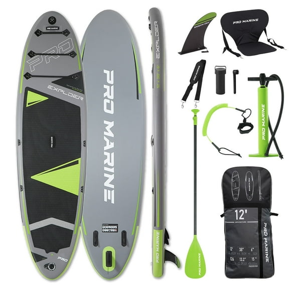 PRO MARINE 12' Inflatable Stand up Paddle Boards Adjustable Paddle SUP Carry Bag & Fast Pumping Green