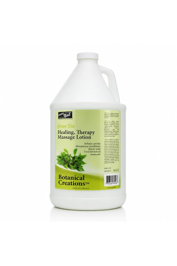 PRO NAIL - Healing Therapy Massage Lotion - Professional Pedicure, Body and Hot Oil Manicure, Infused with Natural Oils, Vitamins, Panthenol and Amino Acids (Green Tea, 1 Gallon)