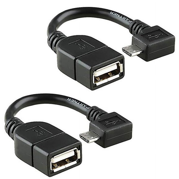 PRO OTG Cable Compatible with your Android Tablets, Winds, PC , Mice, Digital Camera's Right Angle Cable connects you any compatible USB Device with MicroUSB Cable! (2 Pack)