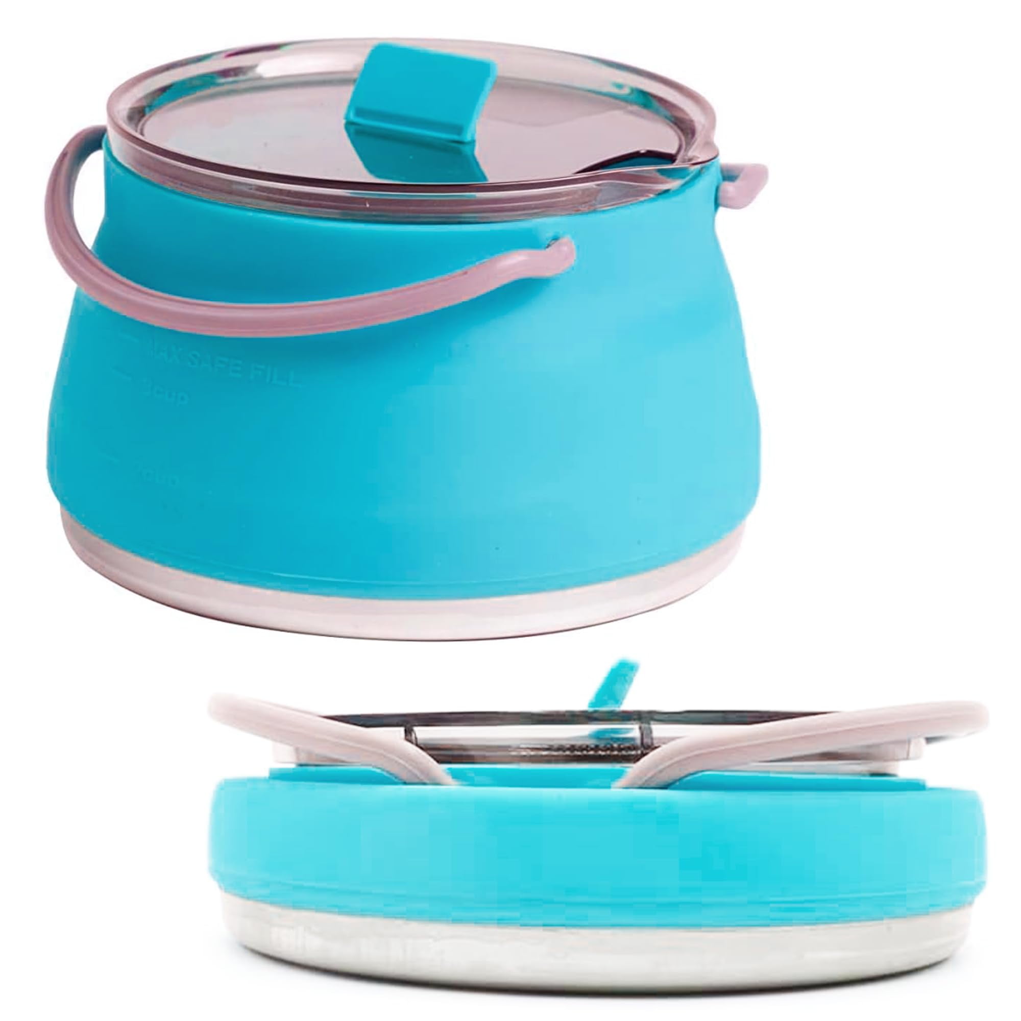 PRO OUTDOOR Collapsible Cooking Pot 1L Portable Silicone Kettle with Lid, Foldable Boiling Pot