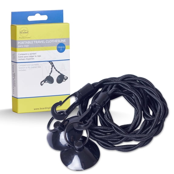 PRO OUTDOOR Laundry Line String Clothes Hanger - Drying Rope for Indoor & Outdoor - Adjustable 1.50m-1.80m Elastic Twisted Cord - Ideal for Travel, Camping, Shower, & Backyard Drying - No Pins Needed