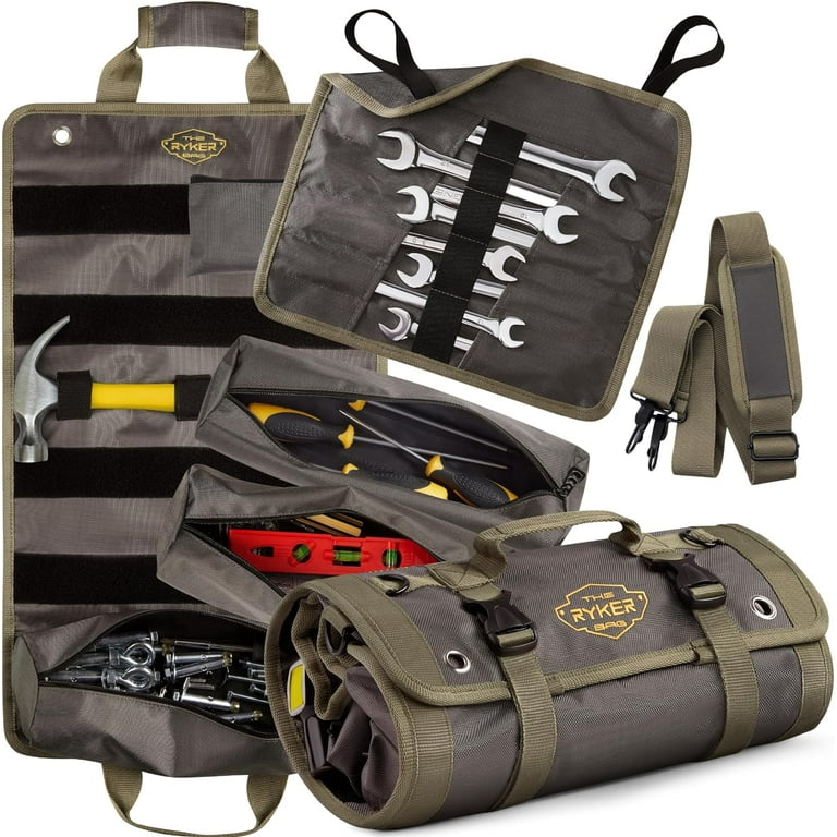 PRO Official Tool Roll Organizer Motorcycle Tool Roll Bag w 4 Detachable Tool Pouches Wrench Organizer Roll Up Tool Bag for Mechanic. Tool Roll Bag Organizer for Tools Storage Walmart