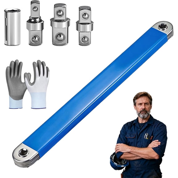 PRO Offset Extension Wrench Set, 15-Inch Impact Ready Tight Reach Tool, with 1/2", 1/4" & 3/8" Square Drive Adapters, High Torque Wrench Extender Tool, for Hard-to-Reach Spaces (Long)